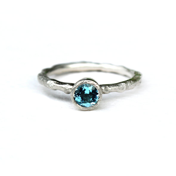 Twig Ring with Swiss Blue Topaz