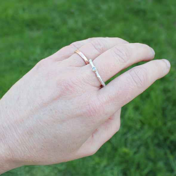 Twig Ring with Salt and Pepper Diamond